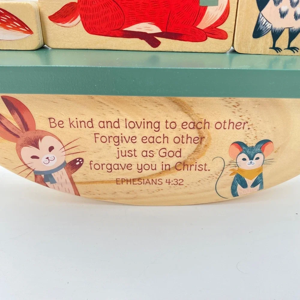 Mary‎ & Martha Kids Woodland Friends Stacker Wooden Balancing Toy Ephesians 4:32